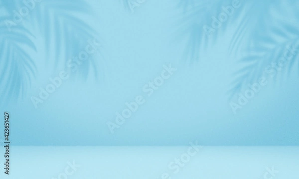 Obraz Empty palm shadow blue color texture pattern cement wall background.