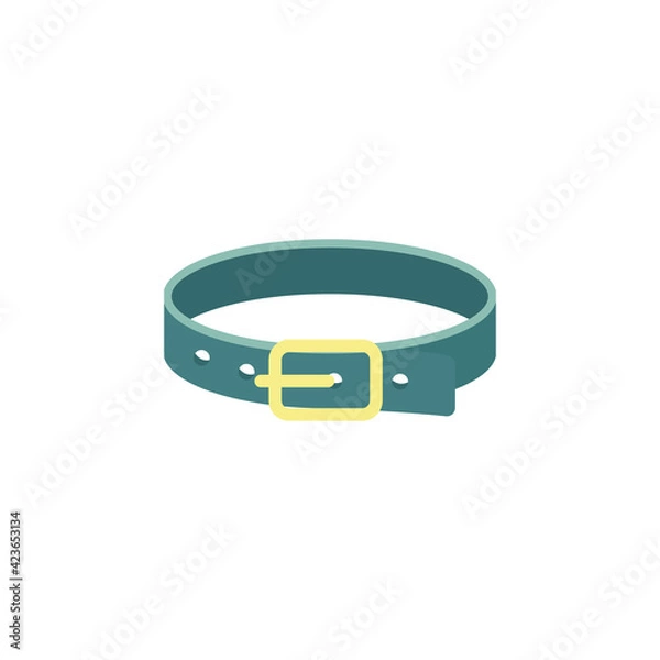 Fototapeta Leather dog or cat collar with metallic buckle, belt for control of pet.