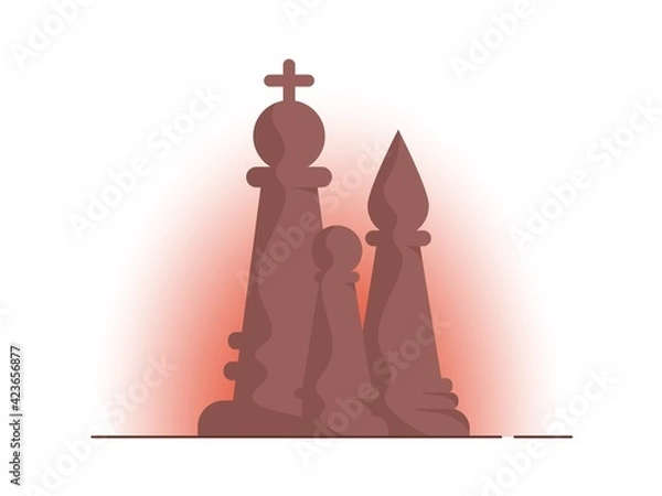 Fototapeta Three cartoon chess pieces. Vector illustration in a flat style.