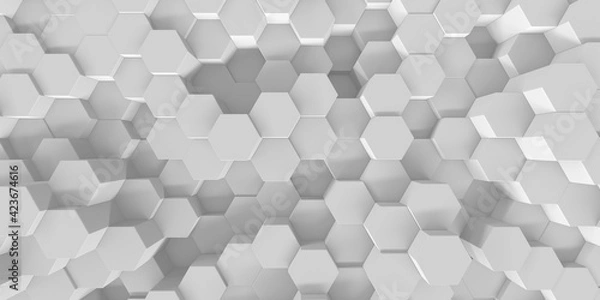 Fototapeta Abstract white geometric hexagon background