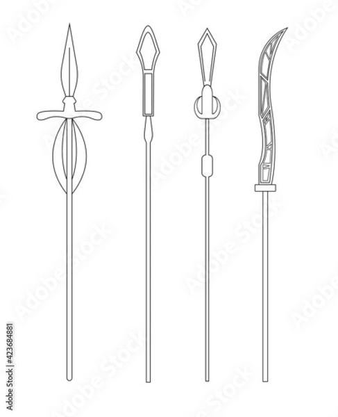 Obraz spears in a set of four. linear vector graphics.