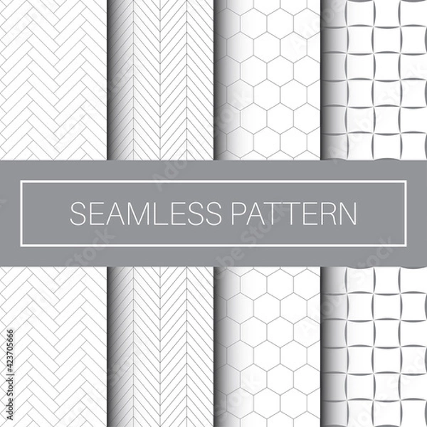 Fototapeta Seamless Geometric Pattern Tile Collection in Isolated White Background