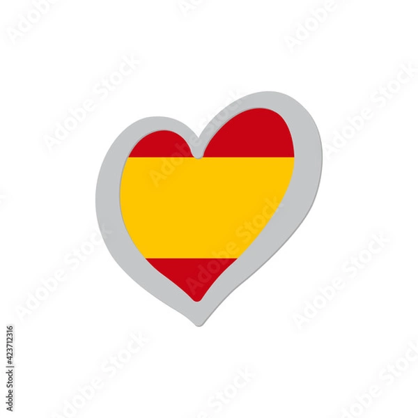 Fototapeta Spain flag inside of heart shape icon vector. Eurovision song contest symbol vector illustration
