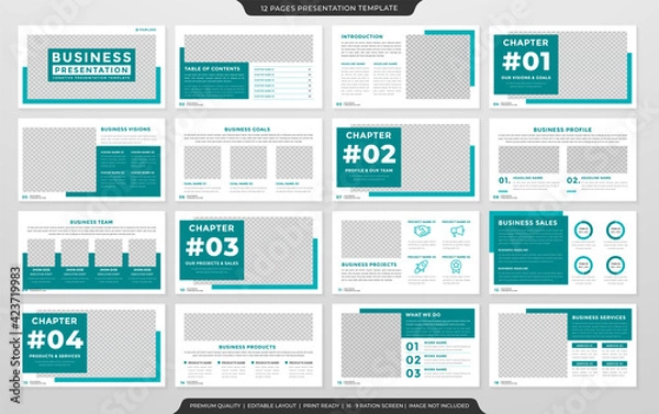 Fototapeta business presentation template design with modern and minimalist style use for business portfolio and annual report