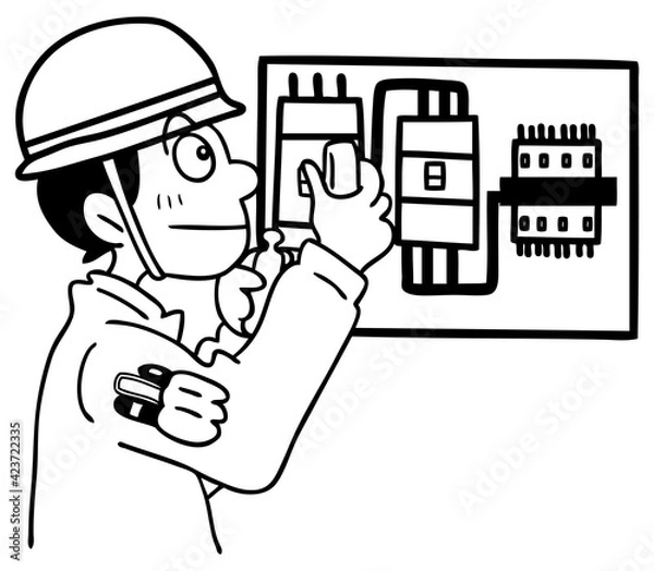 Fototapeta 電気工事ブレイカー