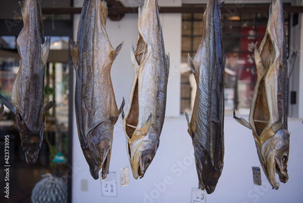 Obraz Dried salmon on a store stall 2