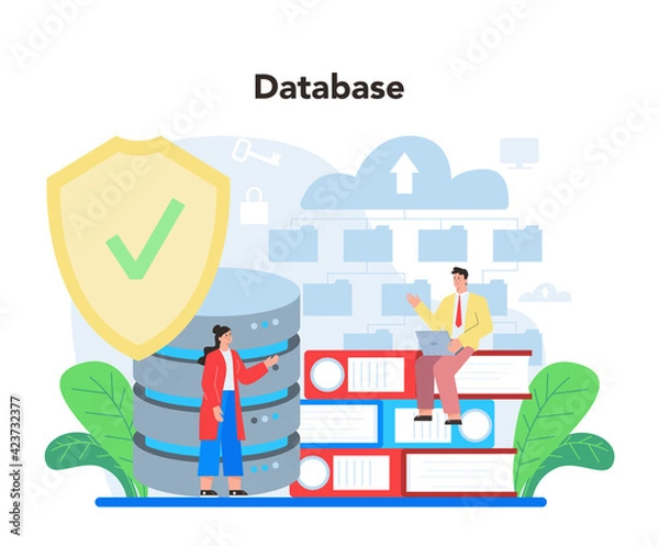 Obraz Data base administrator concept. Admin or manager working