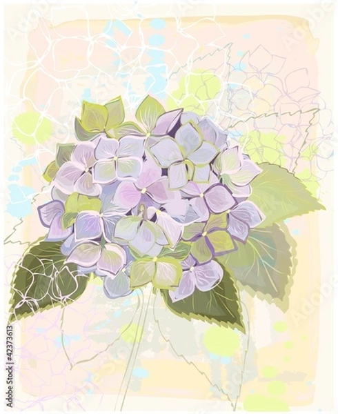 Fototapeta Greeting card with hydrangea.