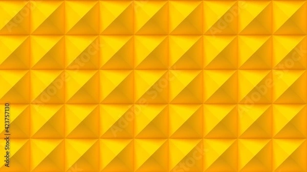 Obraz 3d render background wallpaper pattern repeating yellow pyramids lighting light geometric