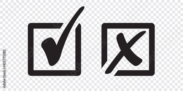 Fototapeta Set of check mark icon on a transparent background