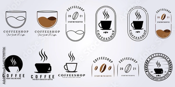 Fototapeta set bundle coffee shop logo simple modern vector illustration design