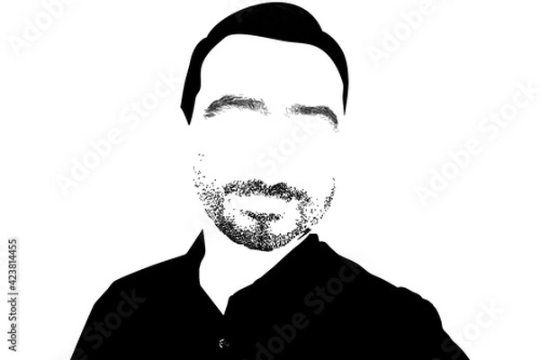 Obraz Black silhouette of a man with a blank face and a transparent background