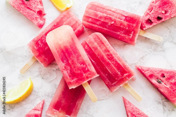 Obraz Homemade watermelon popsicles with ice