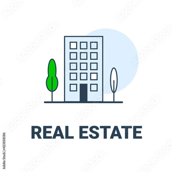 Fototapeta Real estate icon or logos. Buying, selling, renting out houses or apartments. Real estate symbol - simple vector icon. Realtor services.