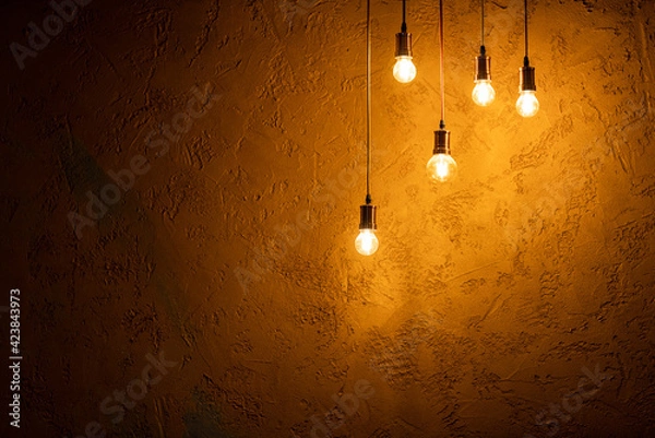 Fototapeta Ceiling lights in the dark room