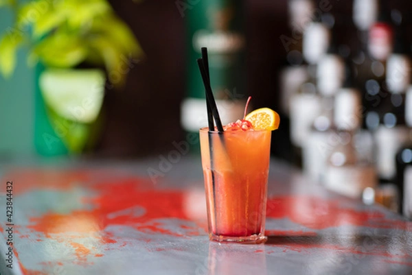 Fototapeta Orange, grapefruit fresh on the bar table