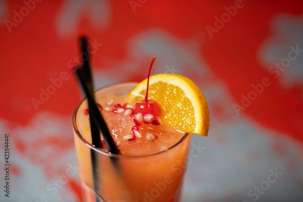 Fototapeta Orange, grapefruit fresh on the bar table