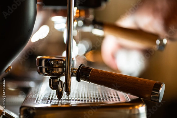 Obraz Coffee machine in the dark bar