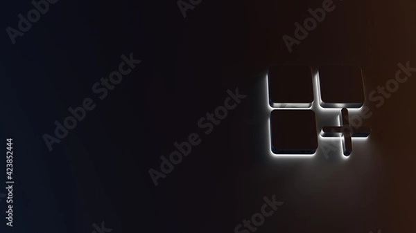 Fototapeta 3d rendering of white light stripe symbol of mobile app on dark background