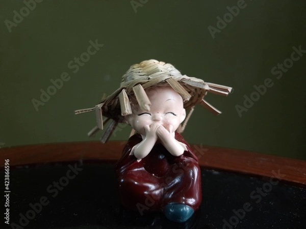 Obraz Speak No Evil Buddhist Monk figurine