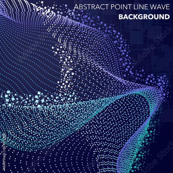 Fototapeta Technology Abstract Visualization Particle Dynamic Point Line Wave Premium Vector