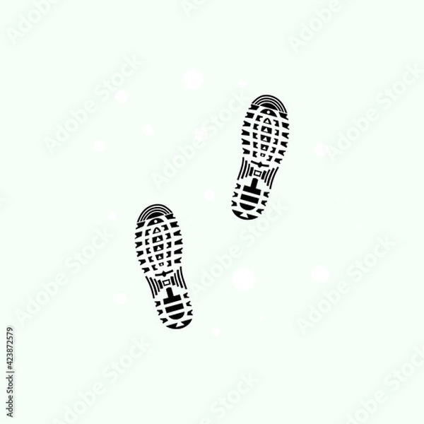 Fototapeta black boot track simple flat vector illustration