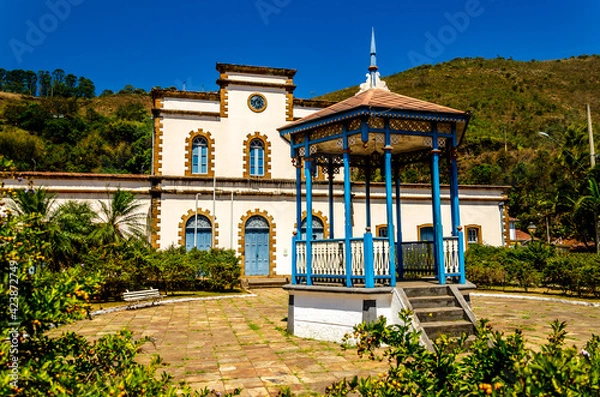 Fototapeta Travel bucket list. Brazil. View of Cesario Alvim Square and Ouro Preto Train Station.