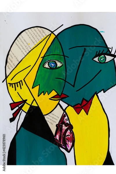 Fototapeta Cubism art abstract face eyes conceptual