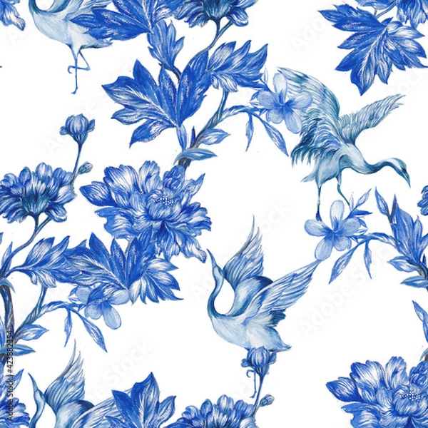 Fototapeta Beautiful seamless floral pattern background.