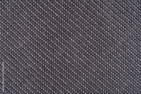 Fototapeta Jute hessian sackcloth canvas woven texture pattern background in light black color blank empty. Dark grey natural linen texture for the background. Black and white backdrop.