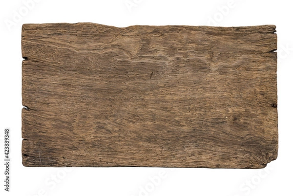 Fototapeta old wooden sign board background. plank wood isolated for design art work or add text message.