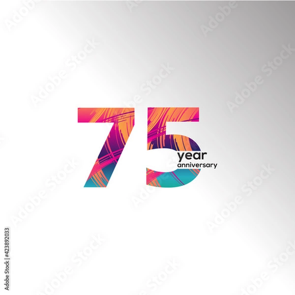 Obraz 75 Year Anniversary Celebration Rainbow Color Vector Template Design Illustration
