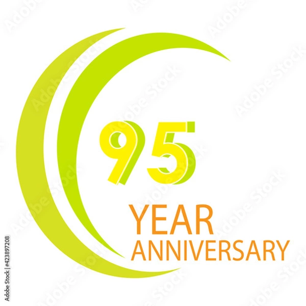 Obraz 95 Year Anniversary Celebration Yellow Color Vector Template Design Illustration