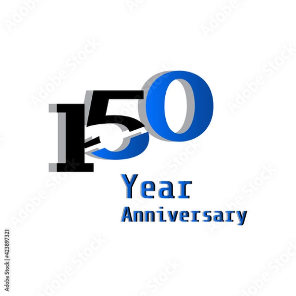 Obraz 150 Year Anniversary Celebration Blue Color Vector Template Design Illustration
