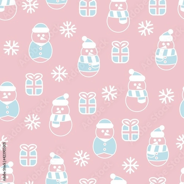 Obraz Pastel Christmas Snowman seamless pattern design