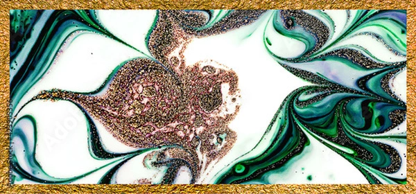 Fototapeta Abstraction in green and gold tones