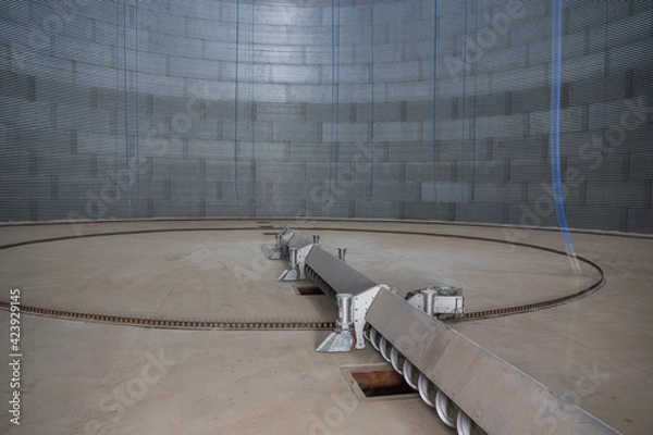 Fototapeta Grain storage silo inside view. Silo bottom. Storage of bulk food products.