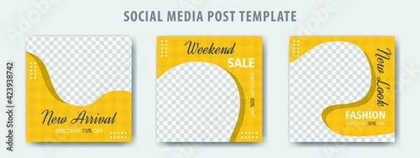 Fototapeta Editable modern Social Media banner Template. Anyone can use This Design Easily. Promotional web banner for social media with yellow color. Elegant sale and discount promo