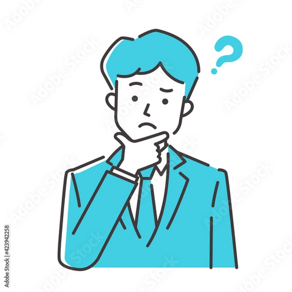 Fototapeta 若いサラリーマン_線画_疑問
