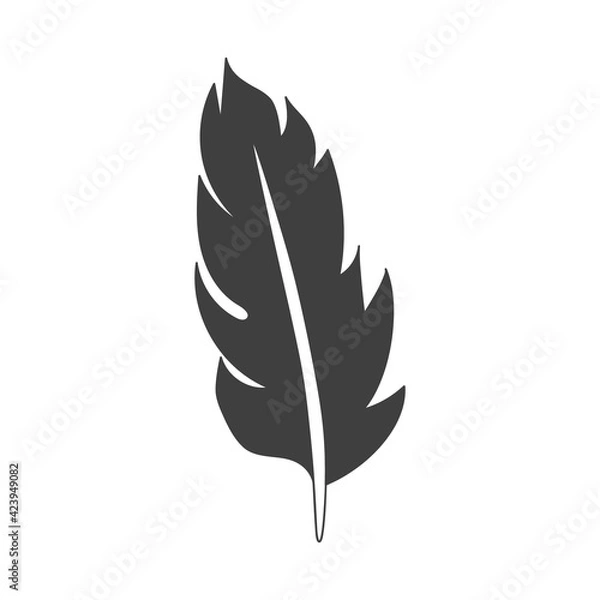 Fototapeta Feather flat icon. Pictogram for web. Line stroke. Isolated on white background. Vector eps10