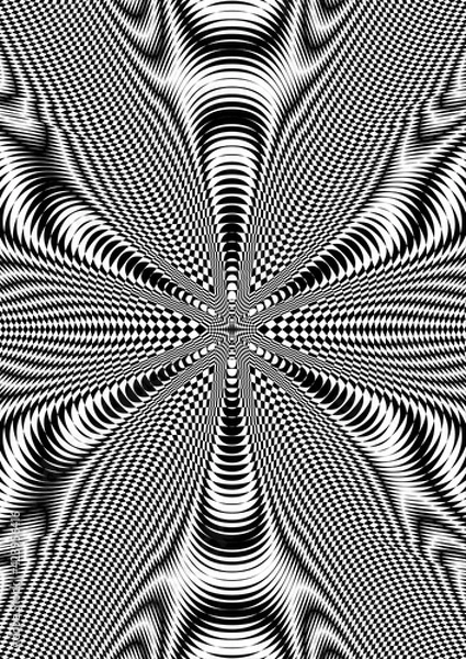 Obraz Moire effect, hypnotic pattern, psychedelic background. Op art, optical illusion. Modern design, graphic texture.