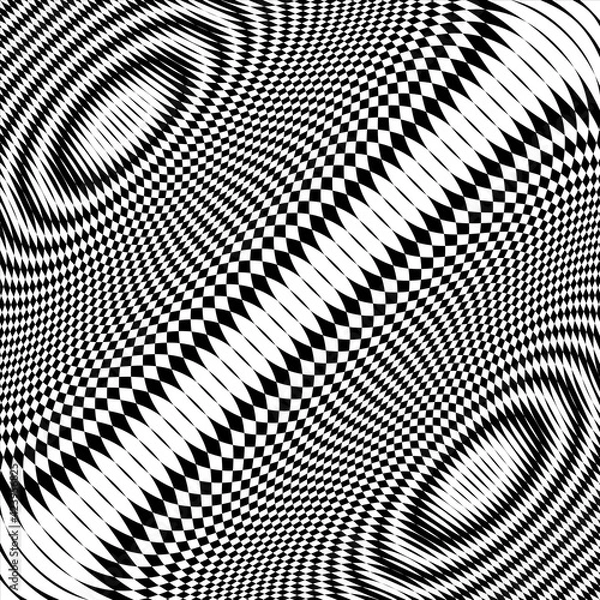 Fototapeta Moire effect, hypnotic pattern, psychedelic background. Op art, optical illusion. Modern design, graphic texture.