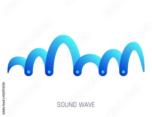 Fototapeta Color sound wave. Audio digital equalizer technology, musical pulse  Illustration. Voice line waveform or volume level symbol. Curve radio wave
