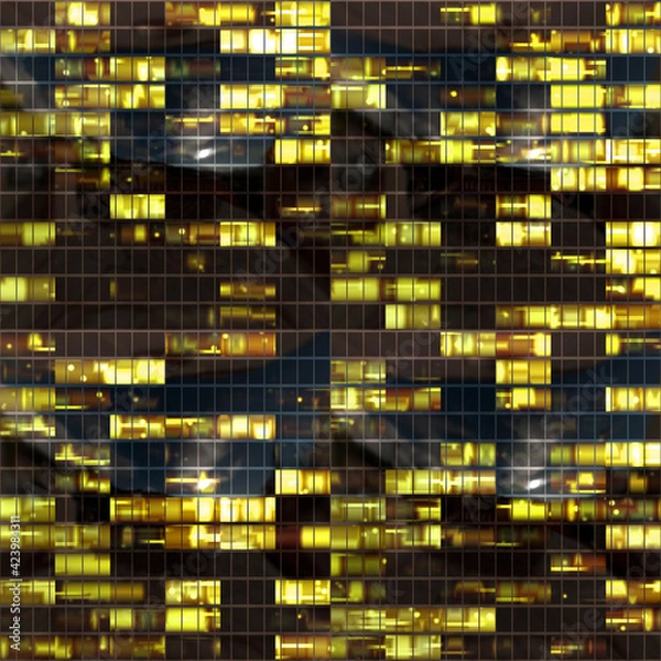 Fototapeta Skyscraper windows. Abstract windows texture. Skyscraper. Modern building background. Night. The light from windows. Seamless backdrop.