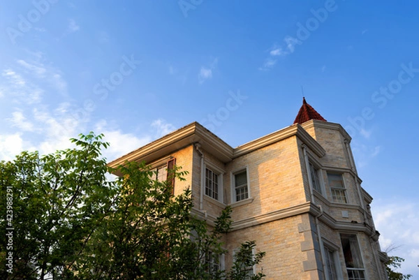 Fototapeta old building with clock
