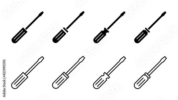 Fototapeta Screwdriver icon set.tools icon vector