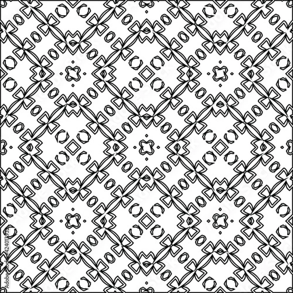 Fototapeta Geometric vector pattern with triangular elements. Seamless abstract ornament for wallpapers and backgrounds. Black and white colors. 