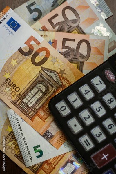 Obraz 50 Euro bills with a calculator