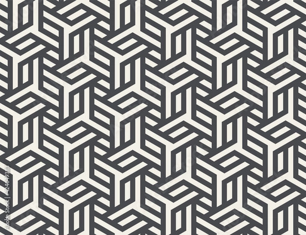 Obraz Vector seamless pattern with monochrome striped elements. Abstract geometric texture. Stylish background with  repeating geometric shapes.