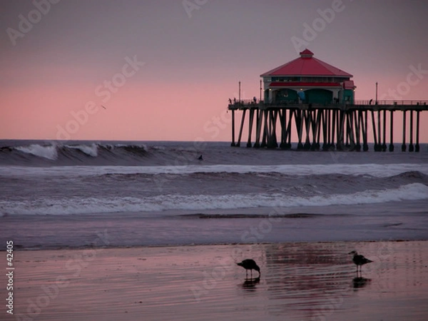 Fototapeta huntington beach pier, califoria at sunset